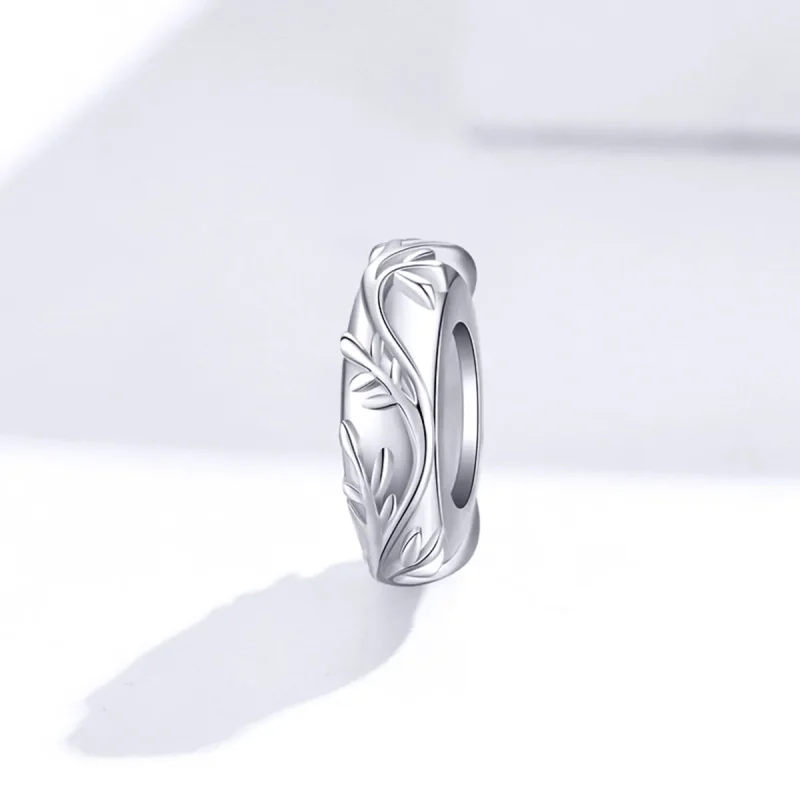 (bilde for) Pandora Style Silver Vine Leaf Spacer Charm - BSC142 - Vis 2