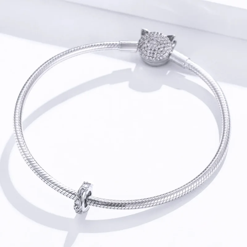 (bilde for) Pandora Style Silver Vine Leaf Spacer Charm - BSC142 - Vis 3