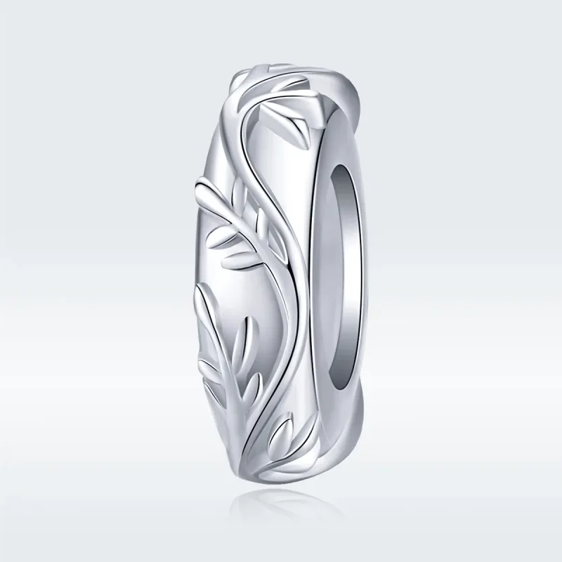 (bilde for) Pandora Style Silver Vine Leaf Spacer Charm - BSC142 - Vis 5