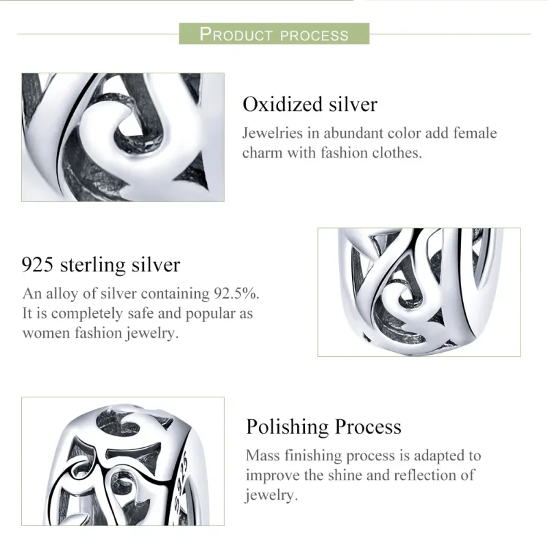 (bilde for) Pandora Style Silver Vintage Spacer Charm - SCC716 - Vis 7
