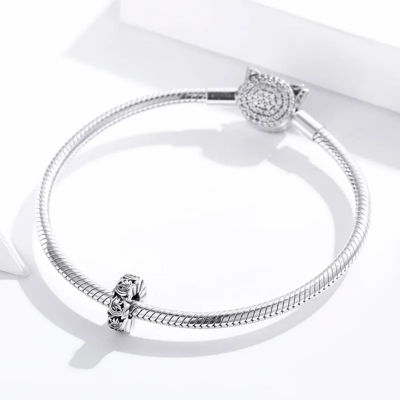 (bilde for) Pandora Style Silver Vintage Vines Spacer Charm - SCC1601 - Vis 3