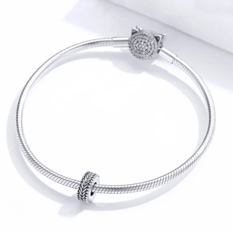 (bilde for) Pandora Style Silver Wheet Spacer Charm - SCC1452 - Vis 3