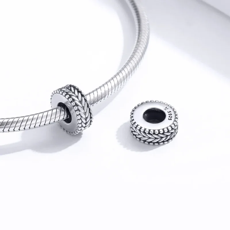 (bilde for) Pandora Style Silver Wheet Spacer Charm - SCC1452 - Vis 4