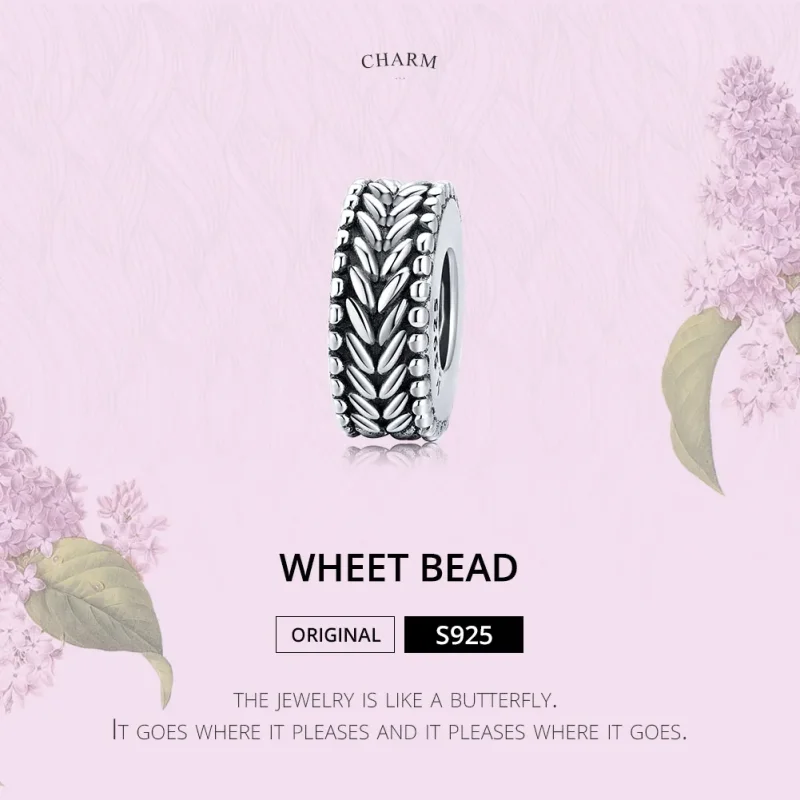 (bilde for) Pandora Style Silver Wheet Spacer Charm - SCC1452 - Vis 6