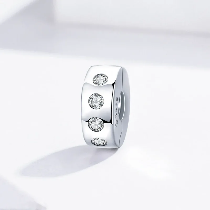 (bilde for) Pandora Style Silver Zirconia Spacer Charm - BSC165 - Vis 2