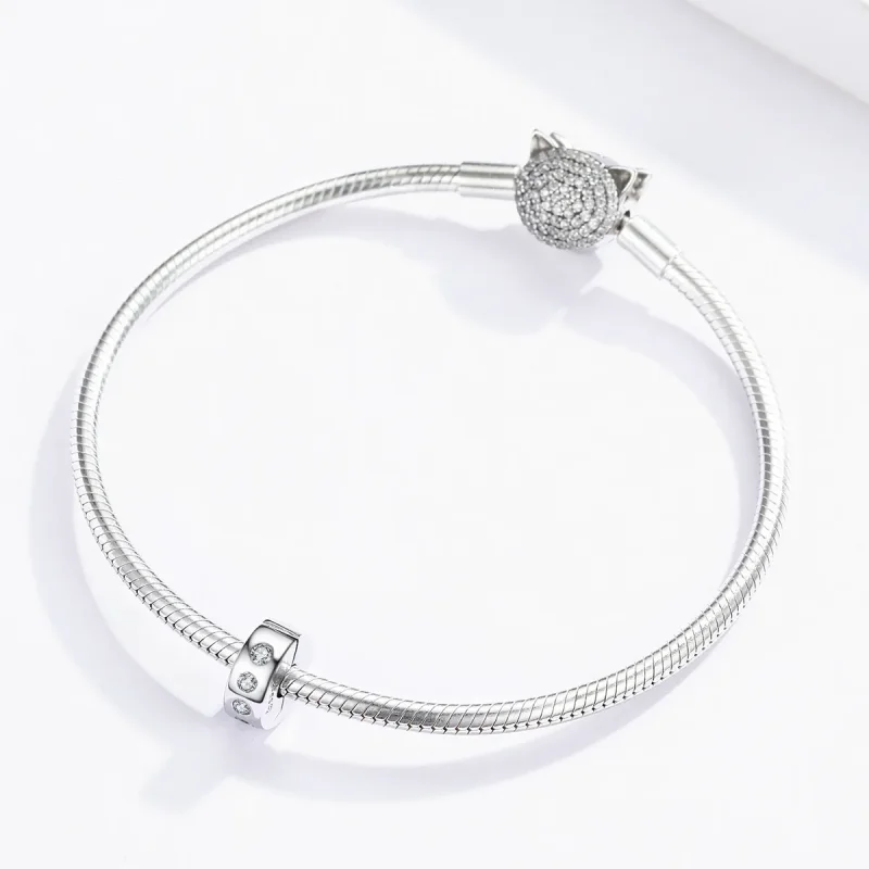 (bilde for) Pandora Style Silver Zirconia Spacer Charm - BSC165 - Vis 3