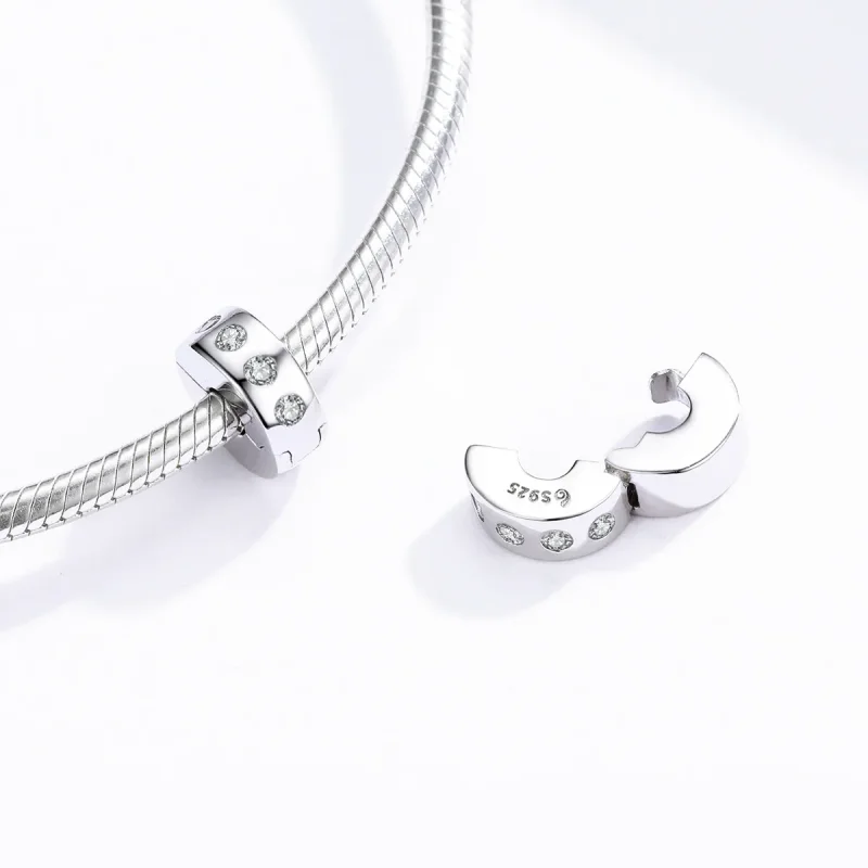 (bilde for) Pandora Style Silver Zirconia Spacer Charm - BSC165 - Vis 4