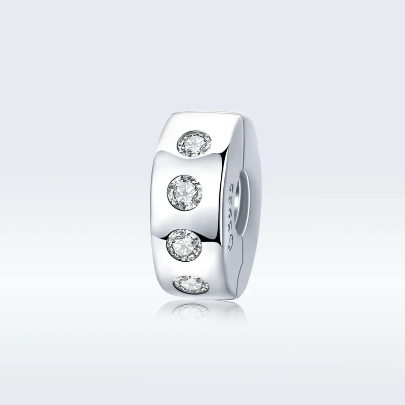 (bilde for) Pandora Style Silver Zirconia Spacer Charm - BSC165 - Vis 5