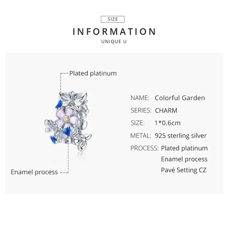 (bilde for) Pandora Style Sølv Fargerik Hage Spacer Charm - BSC288 - Vis 8