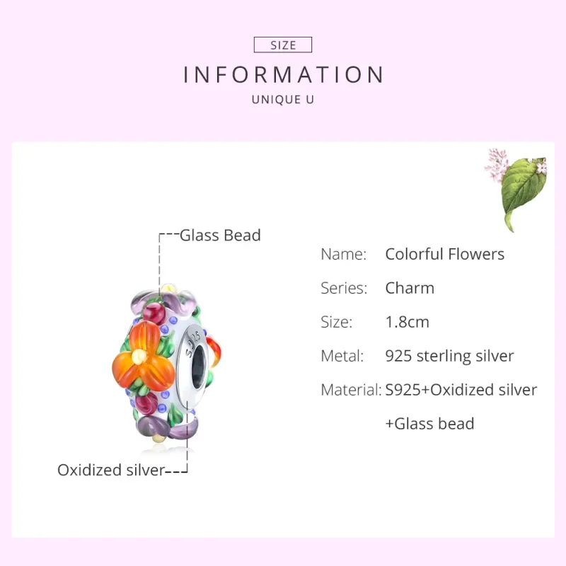 (bilde for) Pandora Style Sølv Fargerike Blomster Spacer Charm - SCC1720 - Vis 6