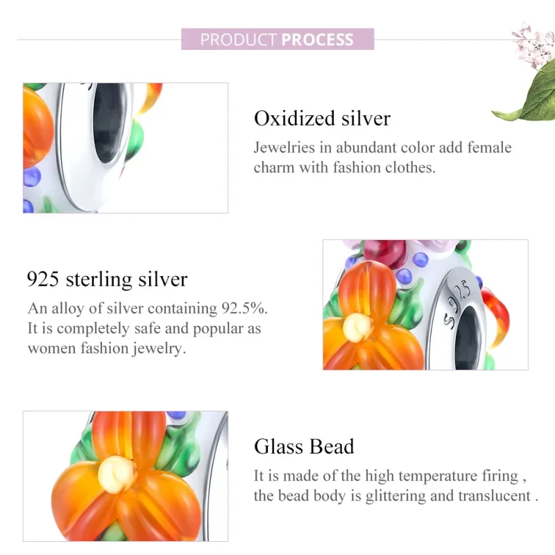 (bilde for) Pandora Style Sølv Fargerike Blomster Spacer Charm - SCC1720 - Vis 7