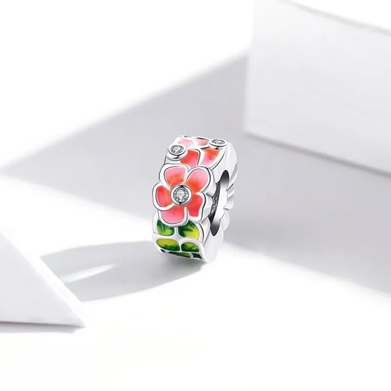 (bilde for) Pandora Style Sølv Fargerike Blomster Spacer Charm - SCC1727 - Vis 2