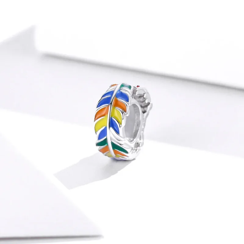 (bilde for) Pandora Style Sølv Fargerike Fjær Spacer Charm - BSC305 - Vis 2
