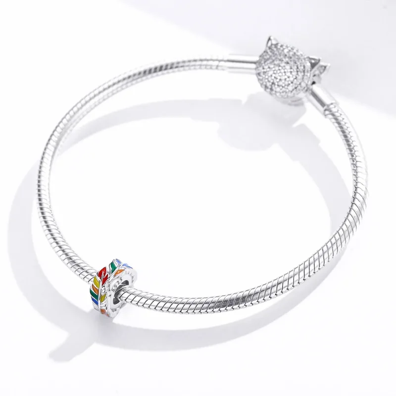 (bilde for) Pandora Style Sølv Fargerike Fjær Spacer Charm - BSC305 - Vis 3