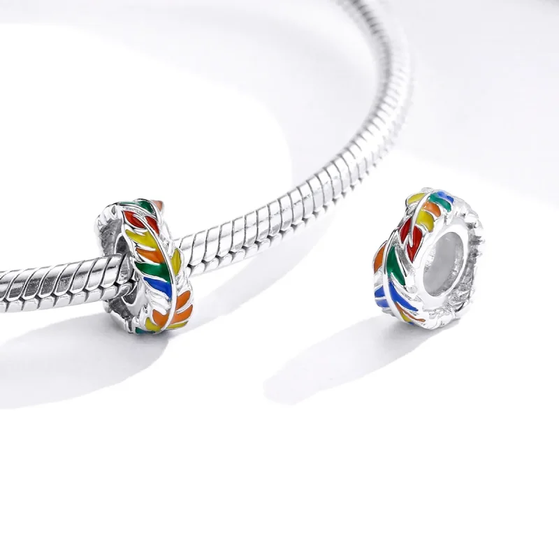 (bilde for) Pandora Style Sølv Fargerike Fjær Spacer Charm - BSC305 - Vis 4