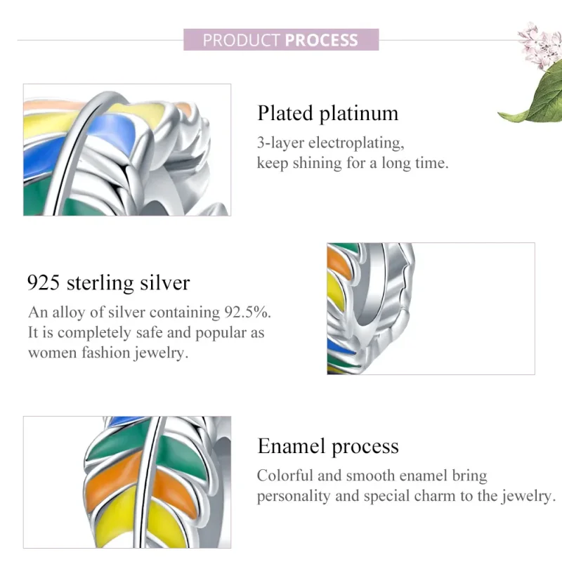 (bilde for) Pandora Style Sølv Fargerike Fjær Spacer Charm - BSC305 - Vis 8