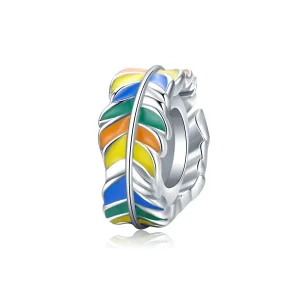 (bilde for) Pandora Style Sølv Fargerike Fjær Spacer Charm - BSC305