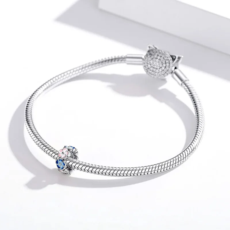 (bilde for) Pandora Style Sølv Fargerike Hydrangea Spacer Charm - SCC1703 - Vis 3