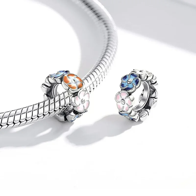 (bilde for) Pandora Style Sølv Fargerike Hydrangea Spacer Charm - SCC1703 - Vis 4
