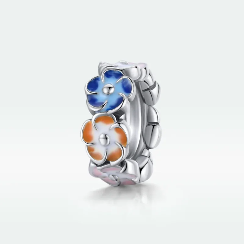 (bilde for) Pandora Style Sølv Fargerike Hydrangea Spacer Charm - SCC1703 - Vis 5