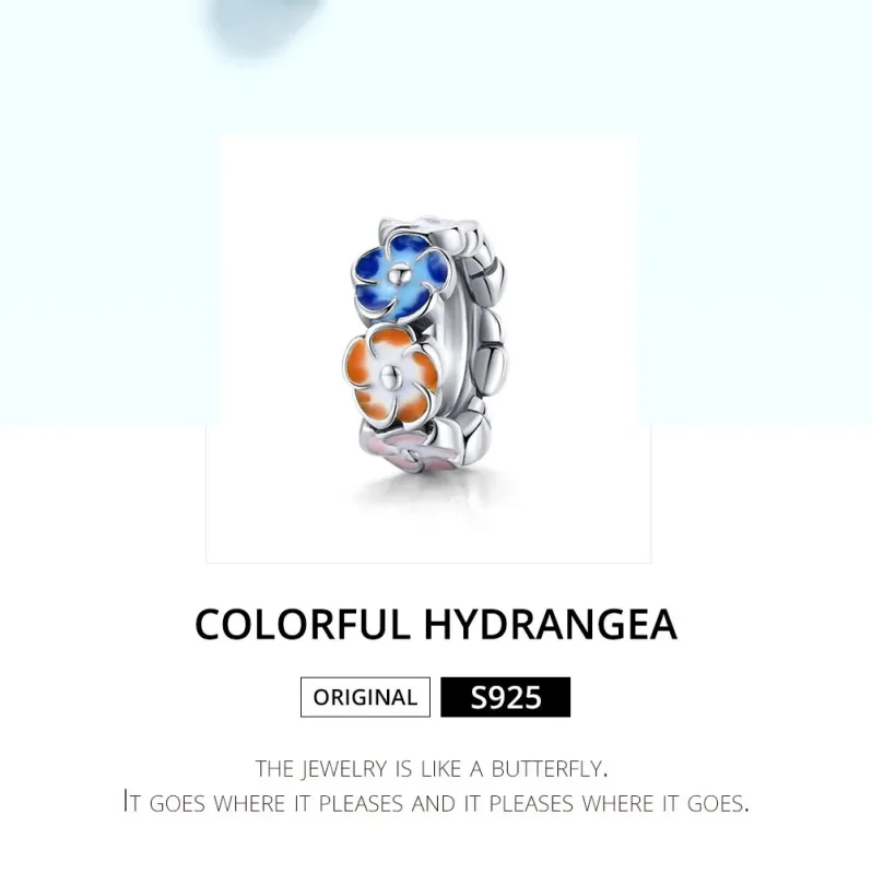 (bilde for) Pandora Style Sølv Fargerike Hydrangea Spacer Charm - SCC1703 - Vis 6