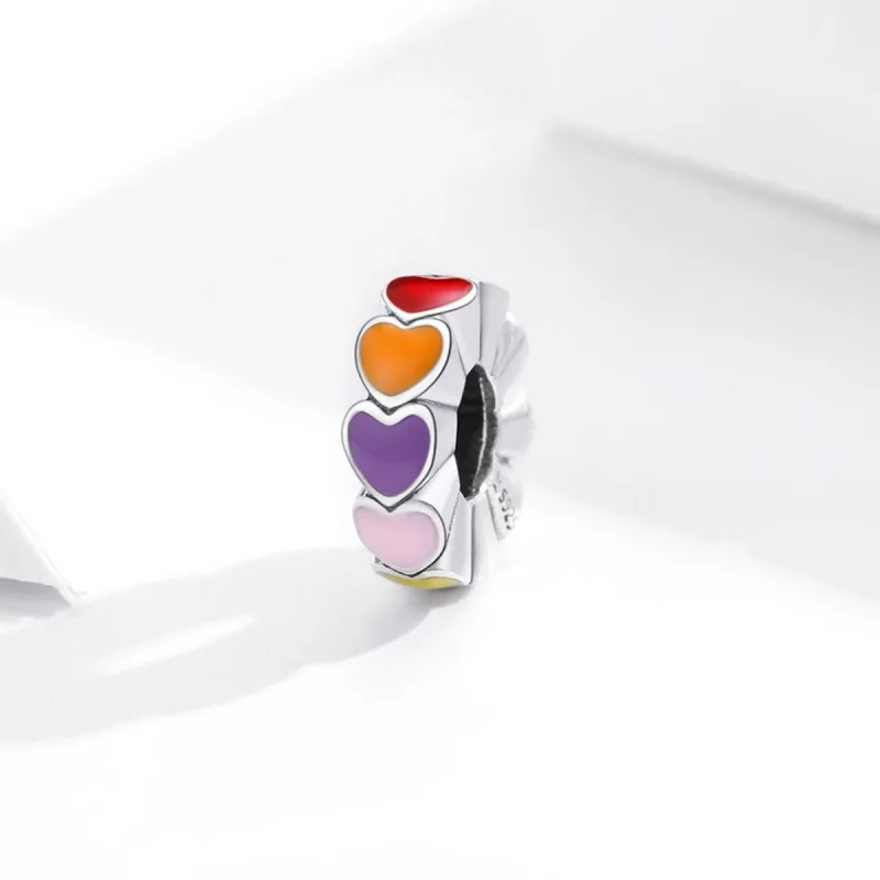(bilde for) Pandora Style Sølv fargerikt hjerte Spacer Charm - SCC1838 - Vis 2