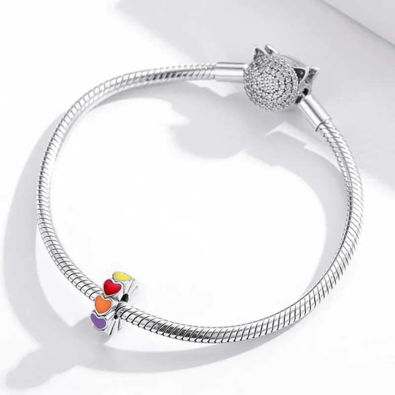 (bilde for) Pandora Style Sølv fargerikt hjerte Spacer Charm - SCC1838 - Vis 3