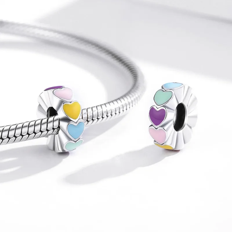 (bilde for) Pandora Style Sølv fargerikt hjerte Spacer Charm - SCC1838 - Vis 4