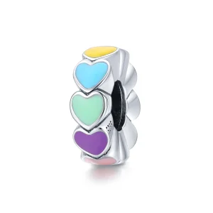(bilde for) Pandora Style Sølv fargerikt hjerte Spacer Charm - SCC1838