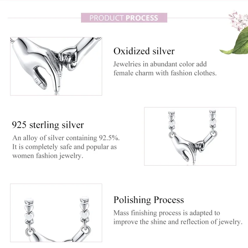 (bilde for) Pandora Style Sølv Hand In Hand Spacer Charm - SCC1700 - Vis 8