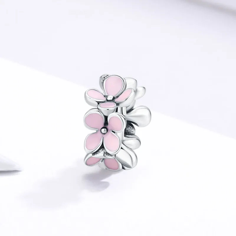 (bilde for) Pandora Style Sølv Rosa Flower Spacer Charm - SCC1484 - Vis 2