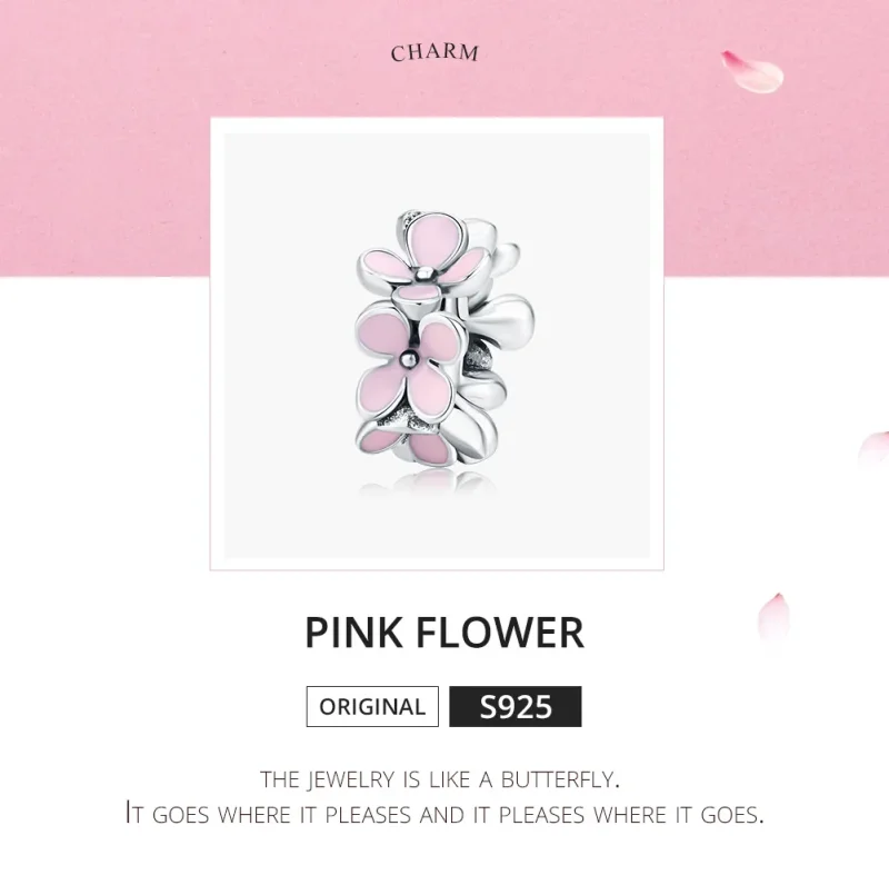 (bilde for) Pandora Style Sølv Rosa Flower Spacer Charm - SCC1484 - Vis 5
