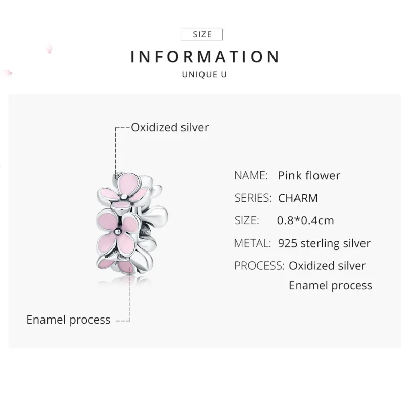 (bilde for) Pandora Style Sølv Rosa Flower Spacer Charm - SCC1484 - Vis 7