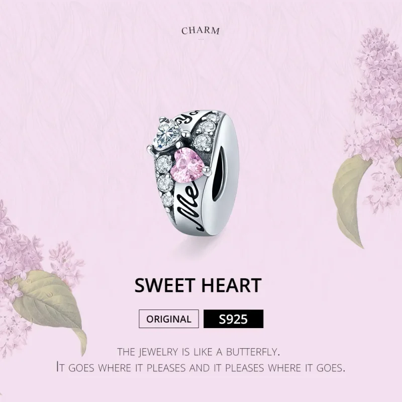 (bilde for) Pandora Style Sølv Sweet Heart Spacer Charm - BSC283 - Vis 6