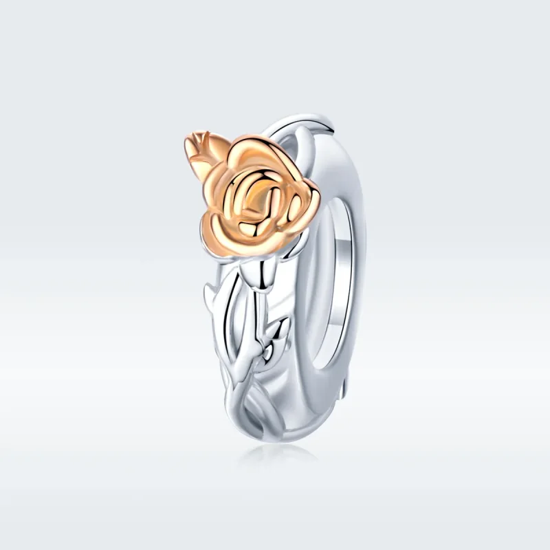 (bilde for) Pandora Style Two Tone Bicolor Lover Rose Flowers Spacer Charm - BSC146 - Vis 5