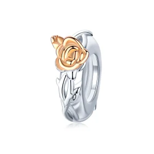 (bilde for) Pandora Style Two Tone Bicolor Lover Rose Flowers Spacer Charm - BSC146