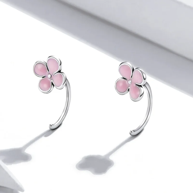 (bilde for) Pandora-stil rosa blomster ørepynt - SCE1286 - Vis 2