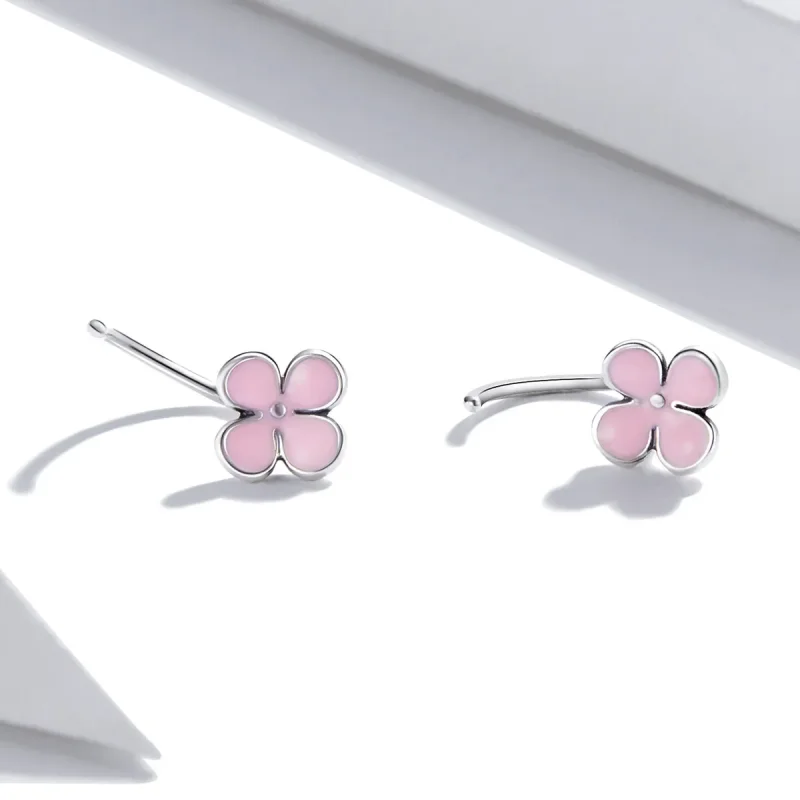 (bilde for) Pandora-stil rosa blomster ørepynt - SCE1286 - Vis 3