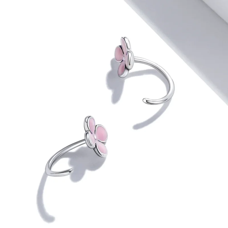 (bilde for) Pandora-stil rosa blomster ørepynt - SCE1286 - Vis 4