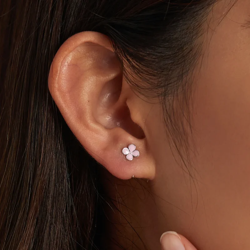 (bilde for) Pandora-stil rosa blomster ørepynt - SCE1286 - Vis 7