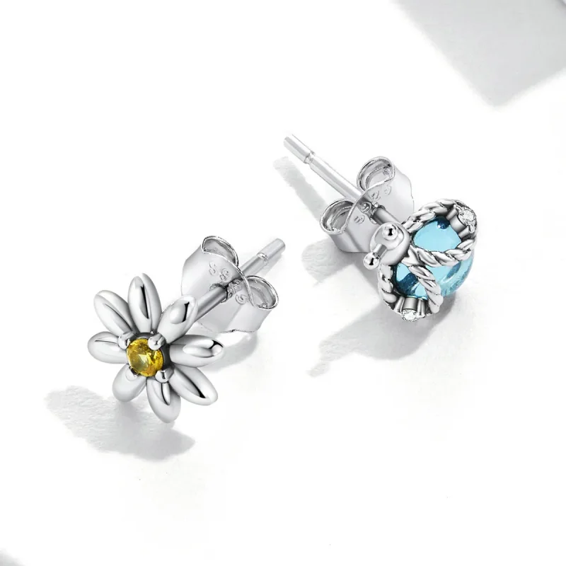 (bilde for) Pandora Style Asymmetriske Daisy Ladybug Stud øredobber - SCE1364 - Vis 3