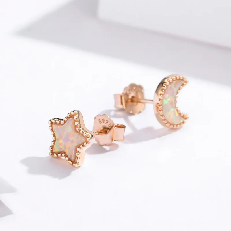 (bilde for) Pandora Style Asymmetriske Moon Stud øredobber - SCE691 - Vis 2
