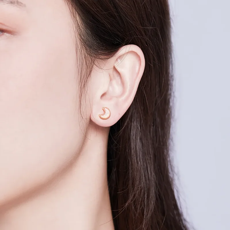 (bilde for) Pandora Style Asymmetriske Moon Stud øredobber - SCE691 - Vis 5