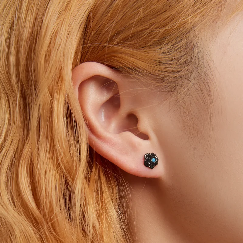 (bilde for) Pandora Style Black Rose Stud øredobber - SCE1401 - Vis 6