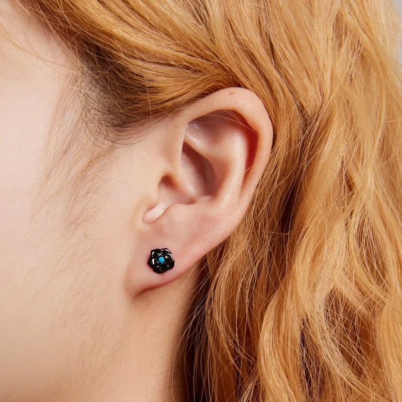(bilde for) Pandora Style Black Rose Stud øredobber - SCE1401 - Vis 7