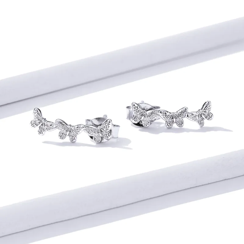 (bilde for) Pandora Style Butterfly Fly Stud øredobber - BSE377 - Vis 2
