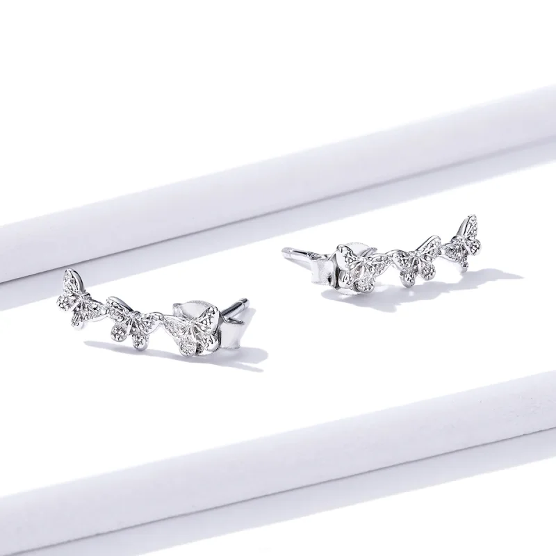 (bilde for) Pandora Style Butterfly Fly Stud øredobber - BSE377 - Vis 3