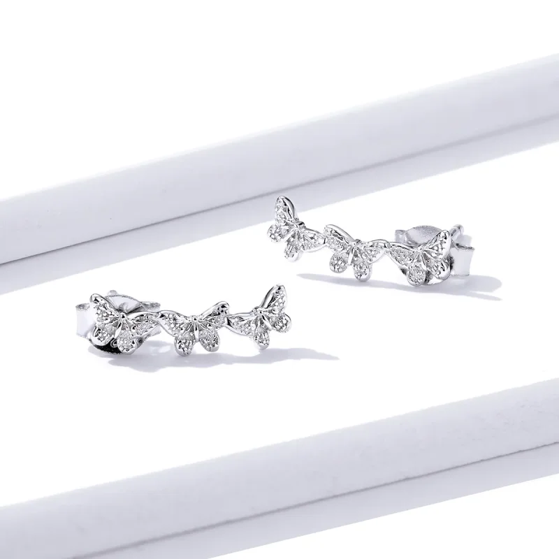 (bilde for) Pandora Style Butterfly Fly Stud øredobber - BSE377 - Vis 4