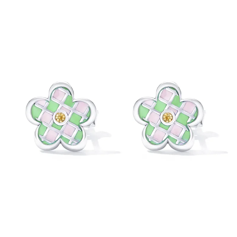 (bilde for) Pandora Style Checkerboard Florets ørepynt - SCE1387 - Vis 2