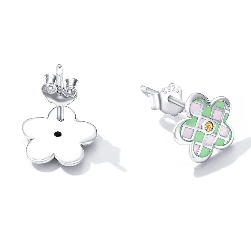 (bilde for) Pandora Style Checkerboard Florets ørepynt - SCE1387 - Vis 4